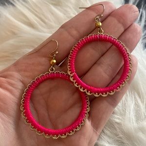 SEQUIN - pink and gold hoops